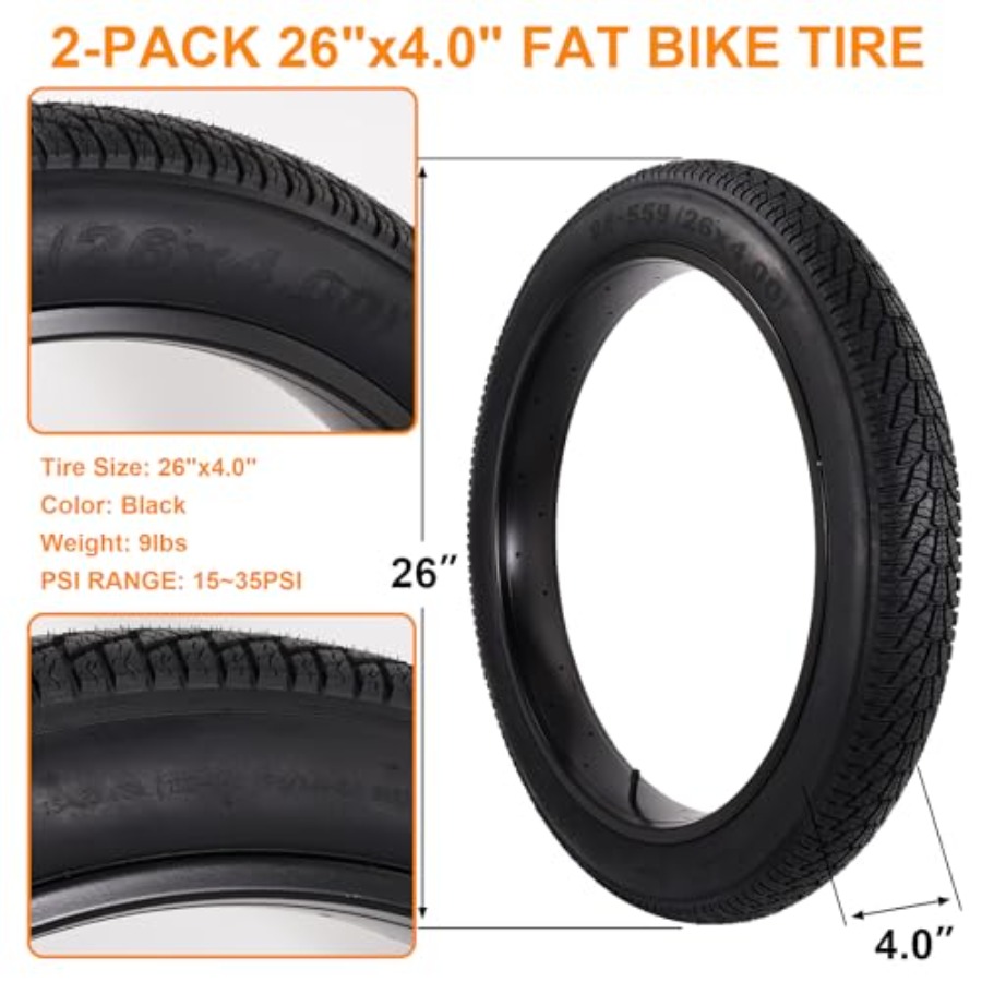 2-Pack 26x4.0 Fat Bike Tire, 2 - Mountain Biking Tube ulasan dan harga